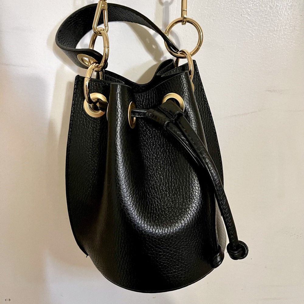 Black Crossbody Bag with Gold Chain